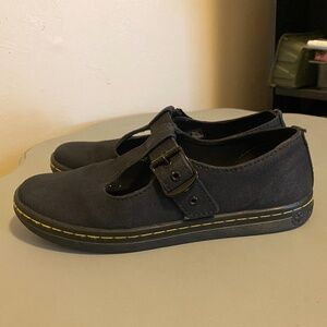 Dr. Martens 8 Black Canvas Woolrich T Strap Buckle Sneaker Shoes